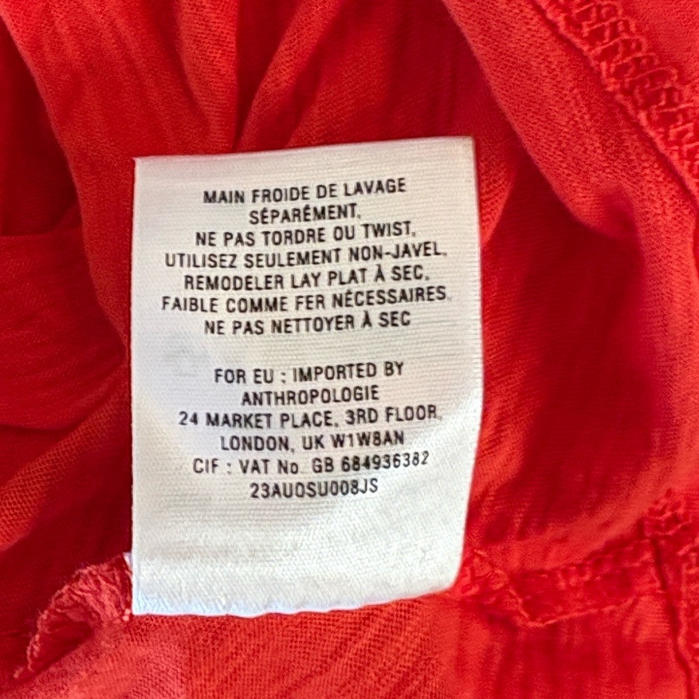 Anthropologie Ric Rac Rio Ras Orange Red Ruched Sleeveless Swing Tank Top - M - Picture 10 of 11
